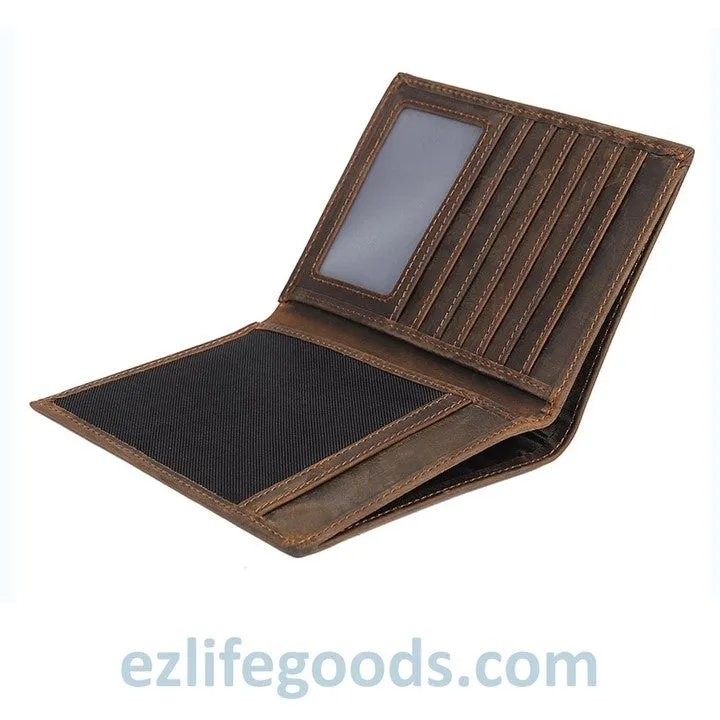 Passport Wallet, Crazy Horse Leather Travel Wallet for Men with Cardholders
