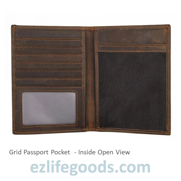 Passport Wallet, Crazy Horse Leather Travel Wallet for Men with Cardholders