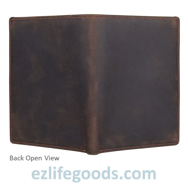 Passport Wallet, Crazy Horse Leather Travel Wallet for Men with Cardholders