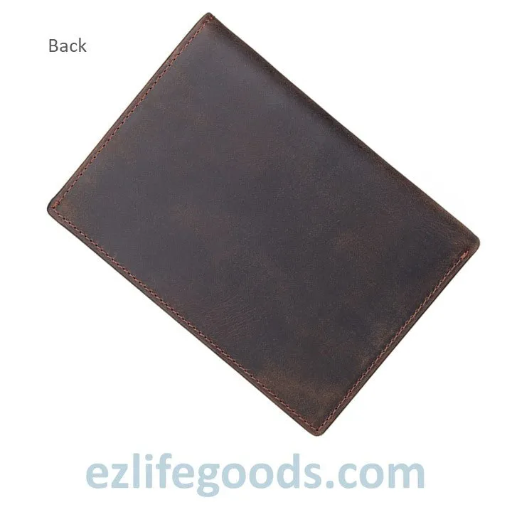 Passport Wallet, Crazy Horse Leather Travel Wallet for Men with Cardholders