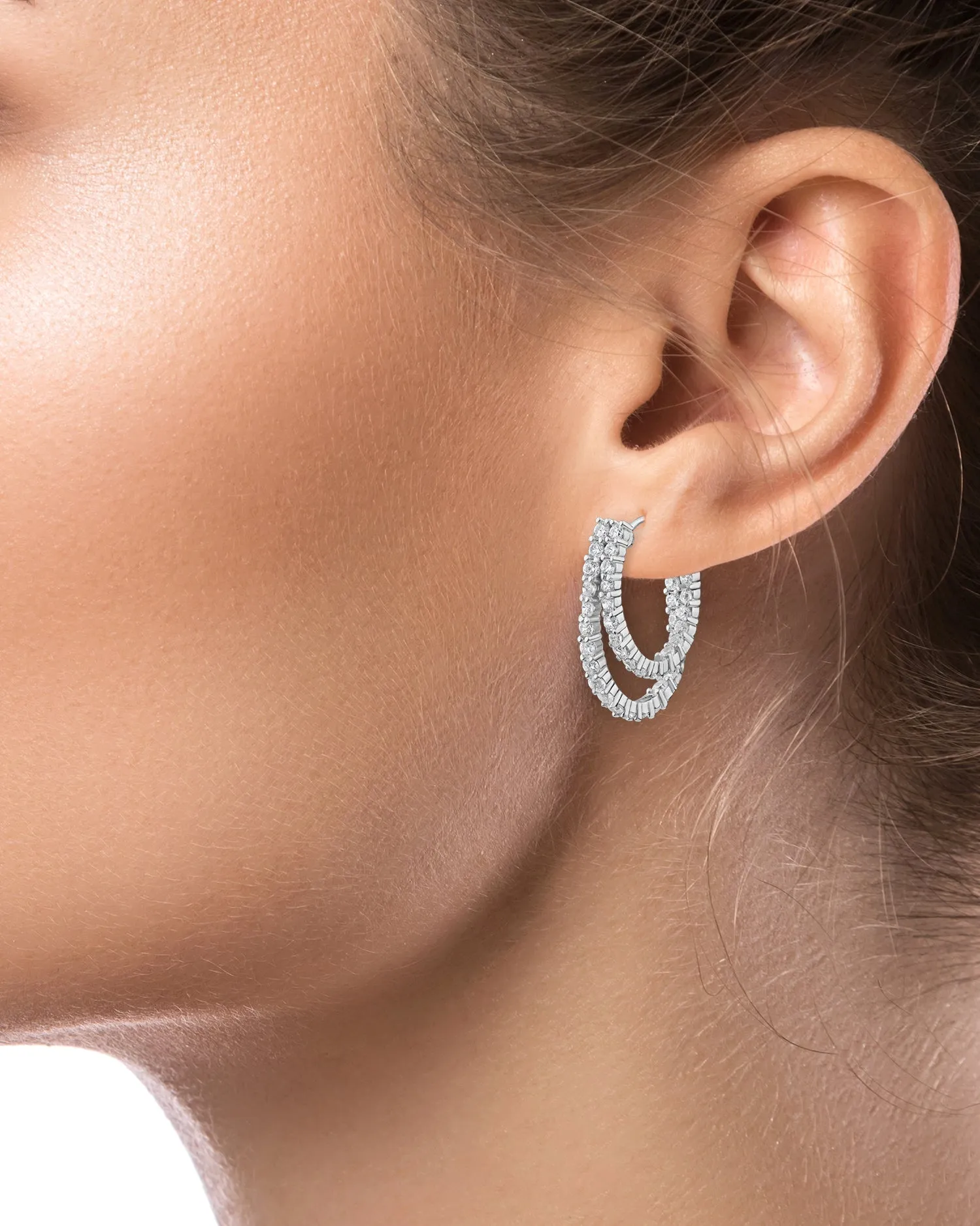 Pave Double Hoop Earrings