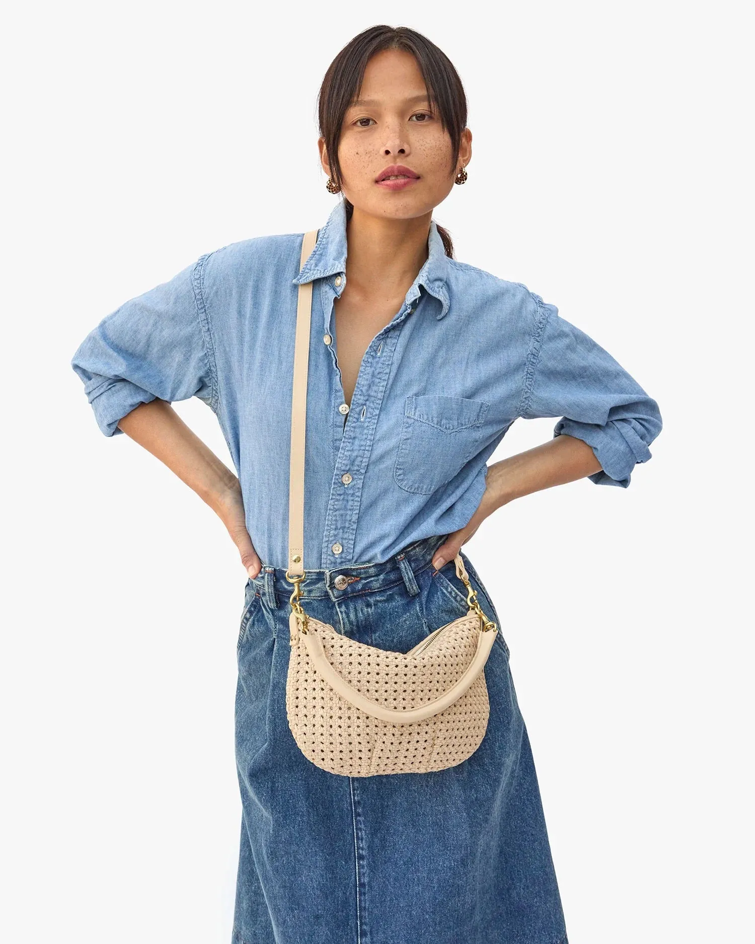 Petit Moyen Messenger Bag - Cream Rattan
