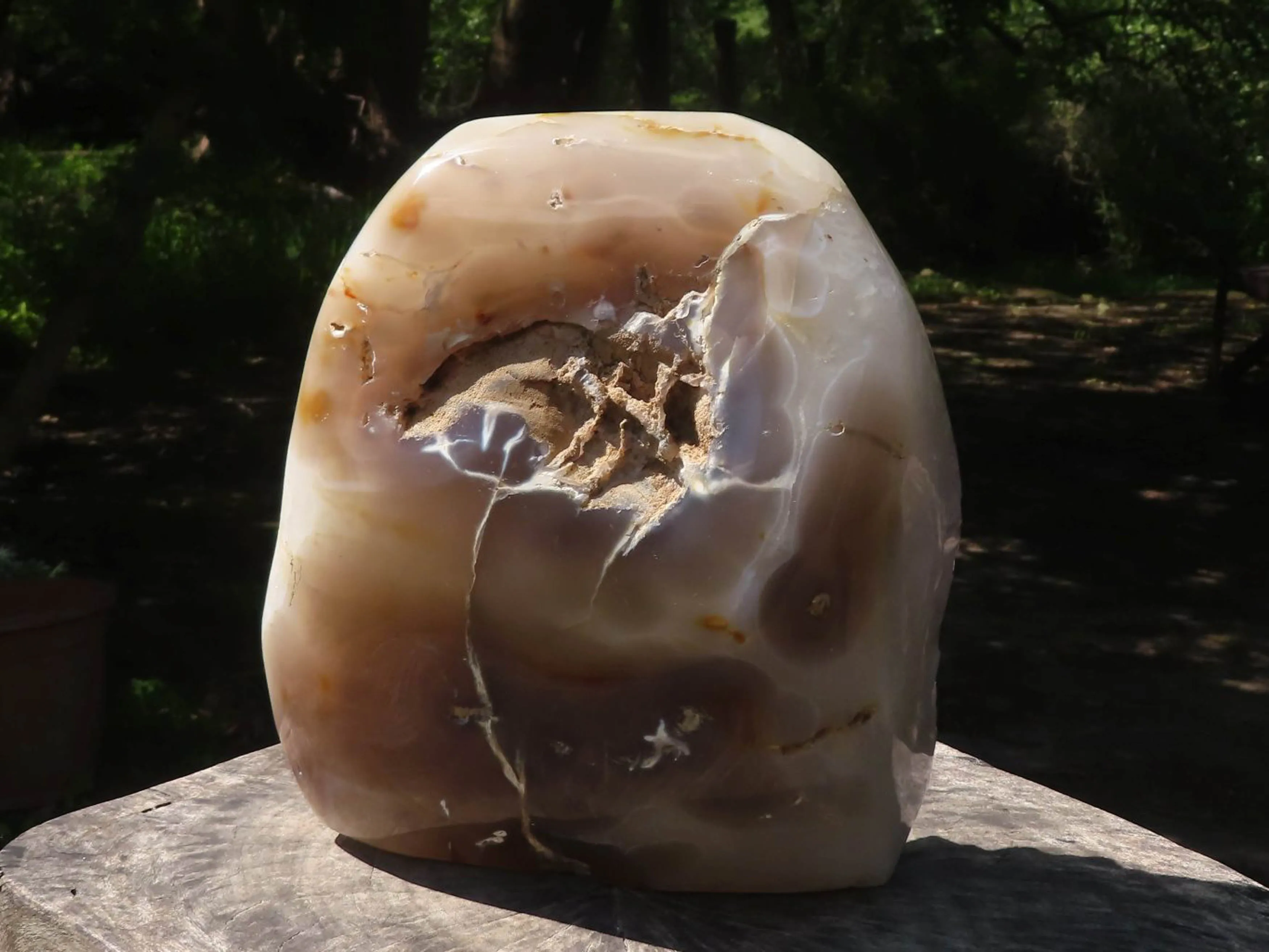 Polished Extra Large Amethyst Crystal Centred Agate Display Piece x 1 From Maintirano, Madagascar