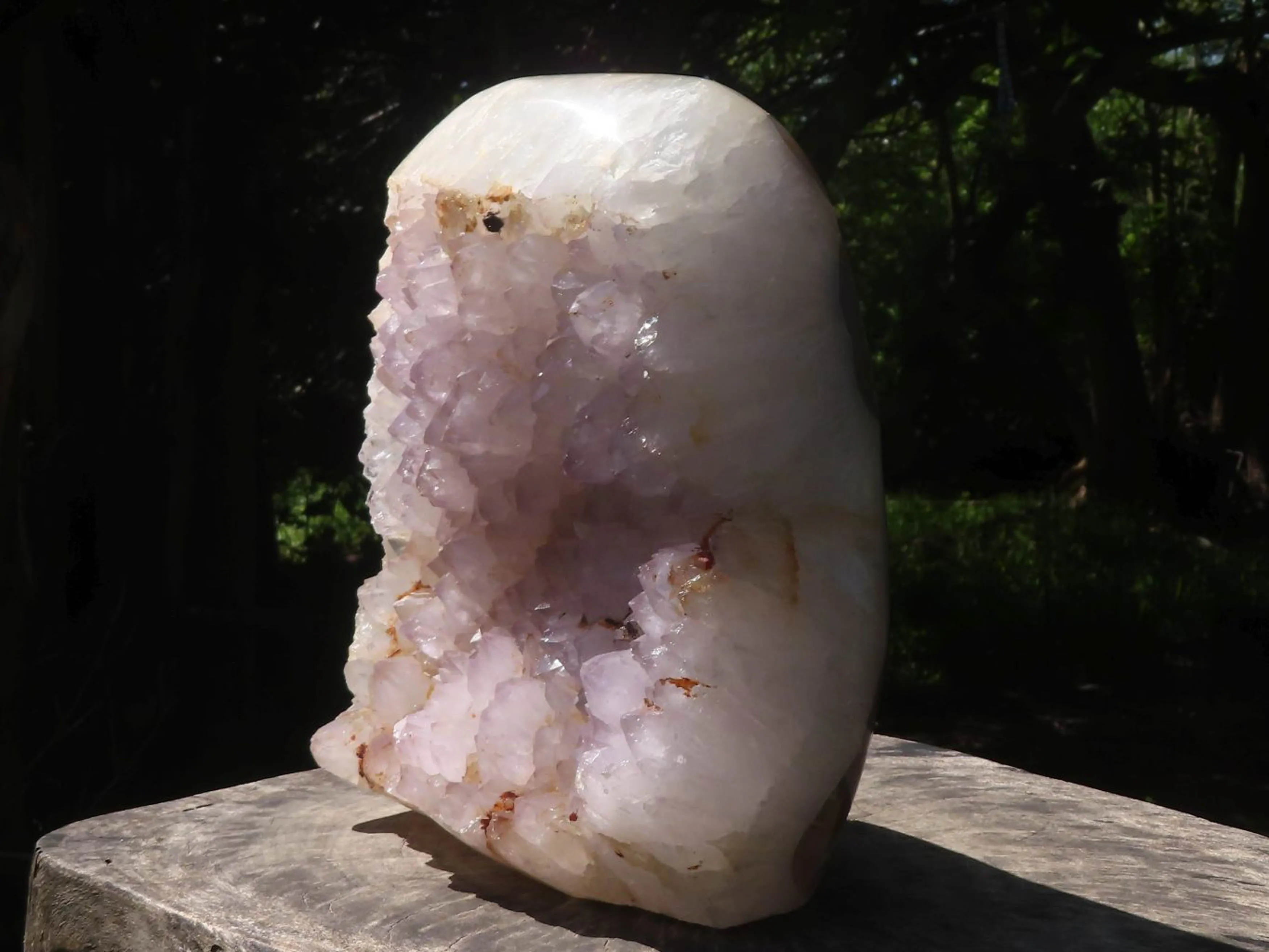 Polished Extra Large Amethyst Crystal Centred Agate Display Piece x 1 From Maintirano, Madagascar