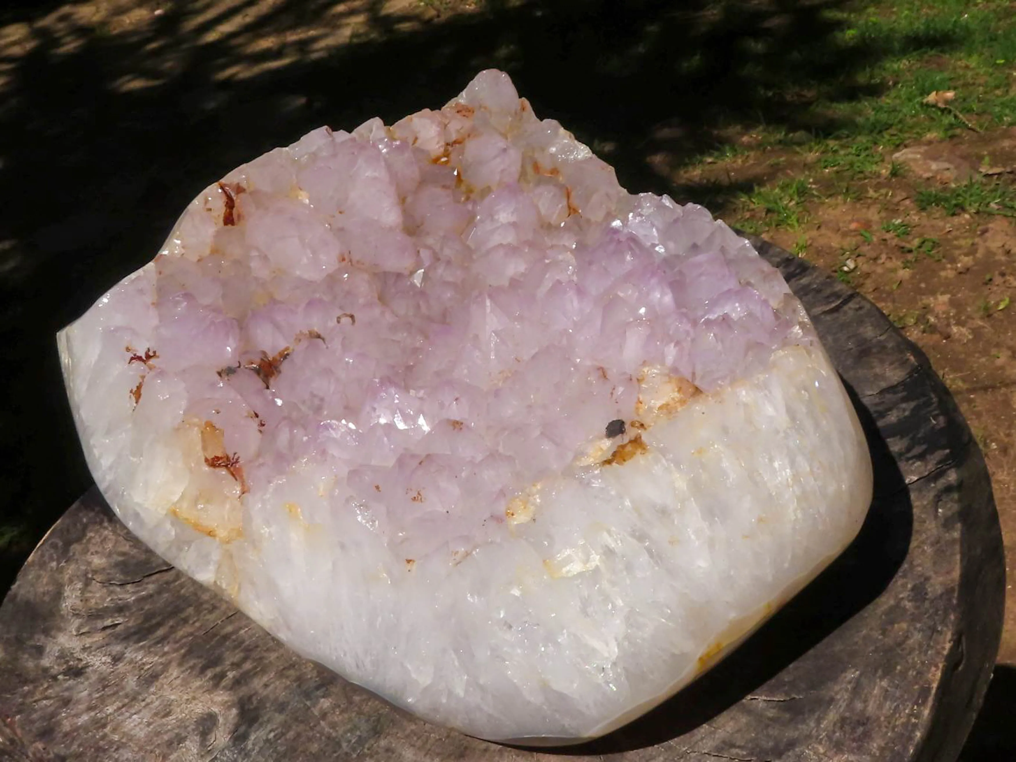 Polished Extra Large Amethyst Crystal Centred Agate Display Piece x 1 From Maintirano, Madagascar