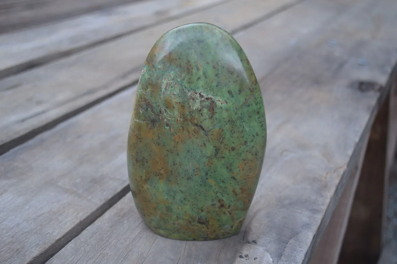 Polished Green Chrysoprase Standing Free Form x 1 From Madagascar