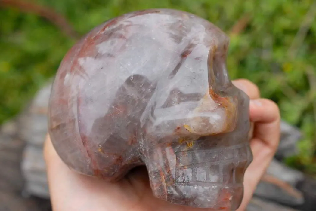 Polished Hematoid Skull Carving x 1 From Madagascar