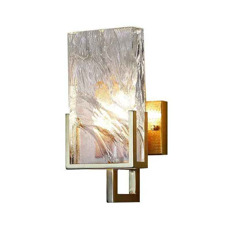 Postmodern Minimalist Nordic Large Luxury Crystal Block Led Wall Lamp Living Room TV Background Wall Aisle Creative Wall Lamps