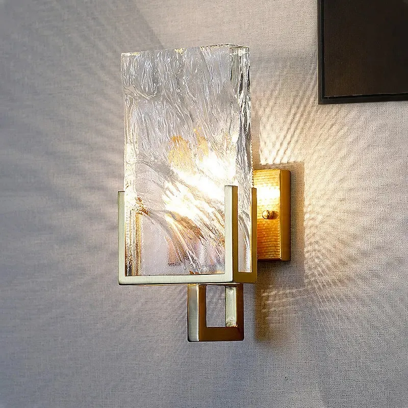 Postmodern Minimalist Nordic Large Luxury Crystal Block Led Wall Lamp Living Room TV Background Wall Aisle Creative Wall Lamps