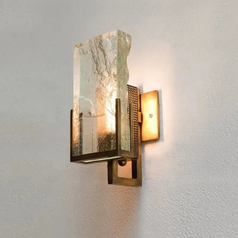 Postmodern Minimalist Nordic Large Luxury Crystal Block Led Wall Lamp Living Room TV Background Wall Aisle Creative Wall Lamps