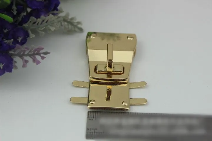 Rectangle Twist Turn Lock 64mm 2 1/2" Purse Charm Organizer Luggage Hardware Gold Lock And Key Closure Small Bag Clutch Metal Accessories