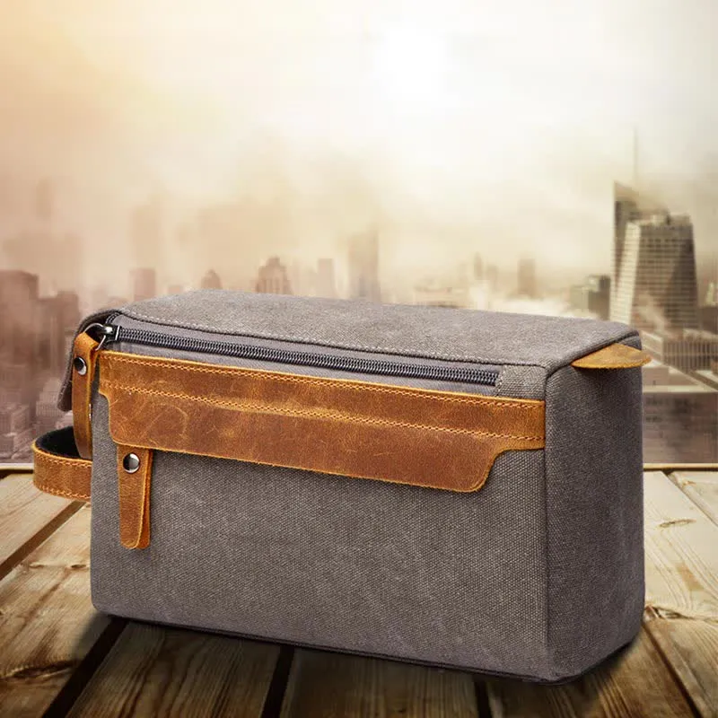 Retro Canvas Storage Makeup Pouch Travel Toiletry Bag for Women Men