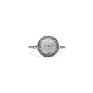 Ring- 18 Karat Solid Gold With Diamonds And Blue Sapphires For Women