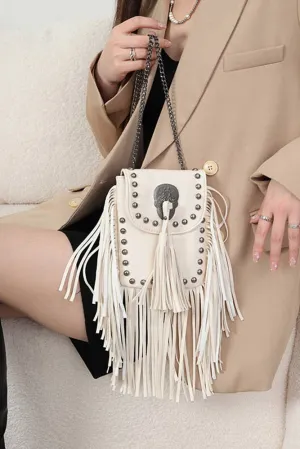 Rivet and Tassel Crossbody Messenger Bag OLY001