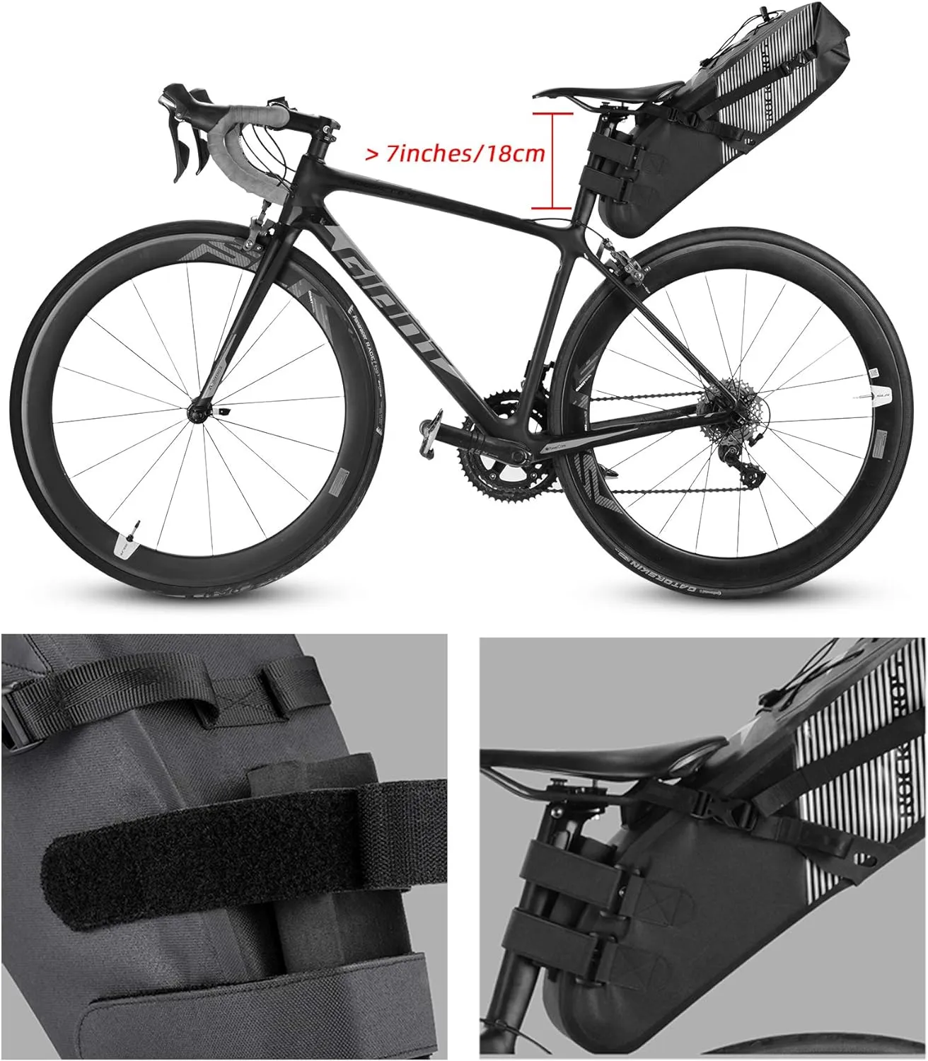 ROCKBROS Waterproof Bikepacking Saddle Bag 14L Adjustable Capacity Easy Install