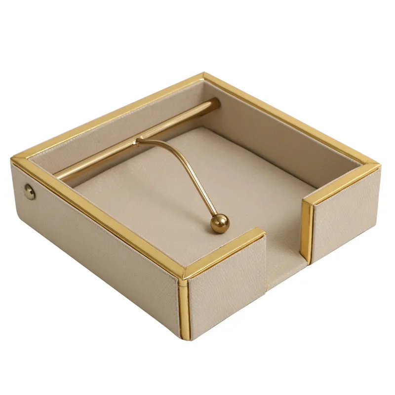 Roho Leather Tissue Holder - Beige