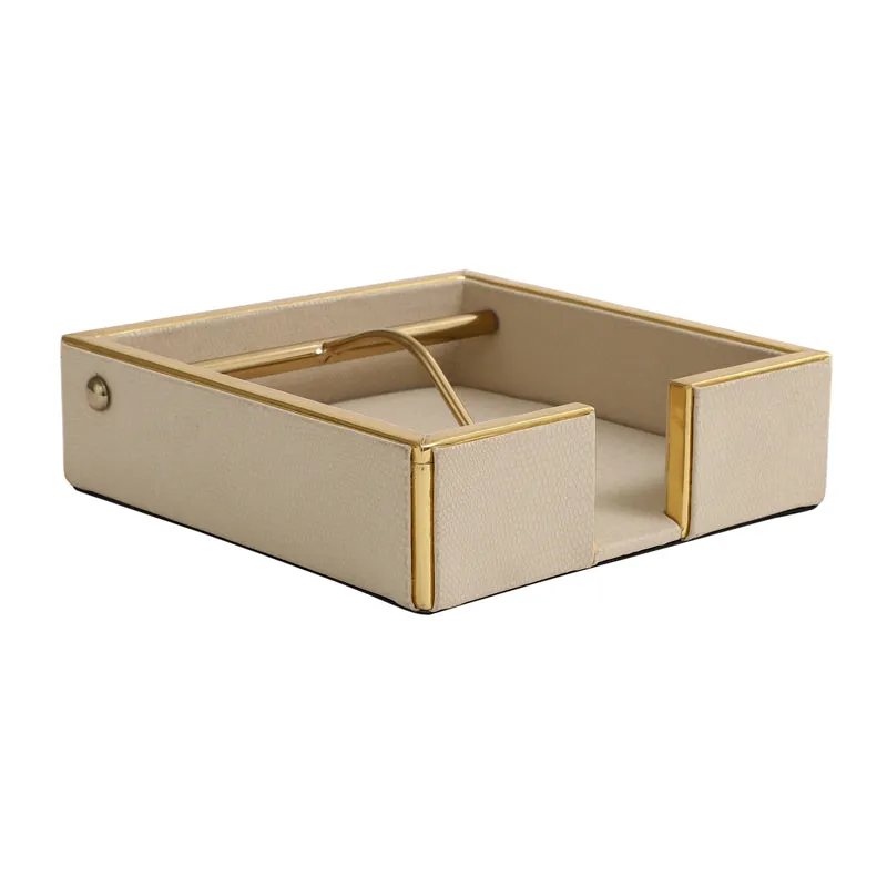 Roho Leather Tissue Holder - Beige