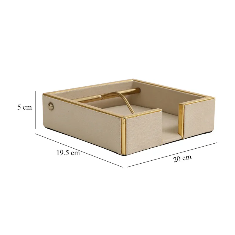 Roho Leather Tissue Holder - Beige
