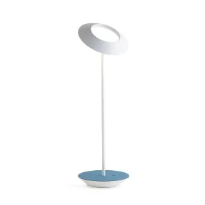 Royyo Matte White With Azure Felt Modern LED Desk Lamp with USB Port