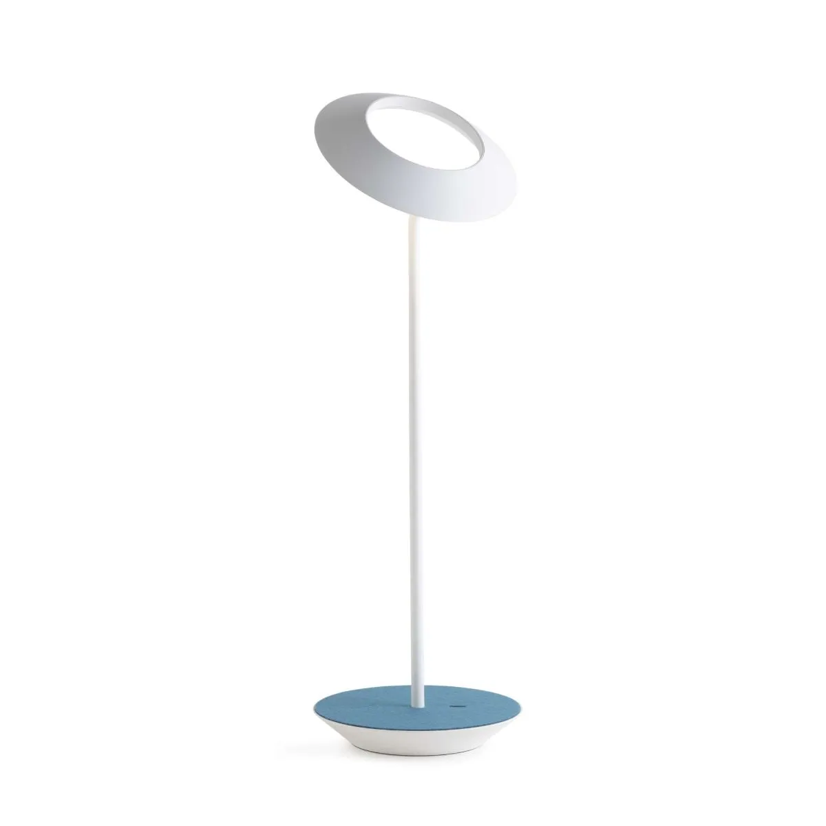 Royyo Matte White With Azure Felt Modern LED Desk Lamp with USB Port