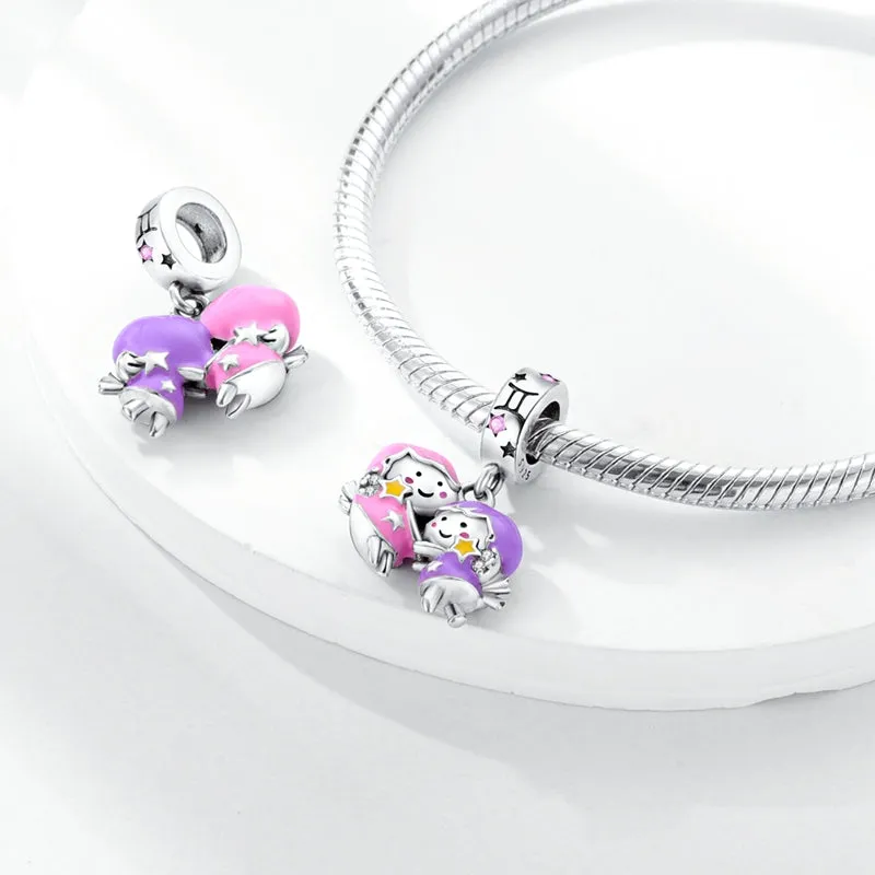 S925 Silver Zodiac Signs Luminous Charms Grow in the Dark For Bracelet and Necklace
