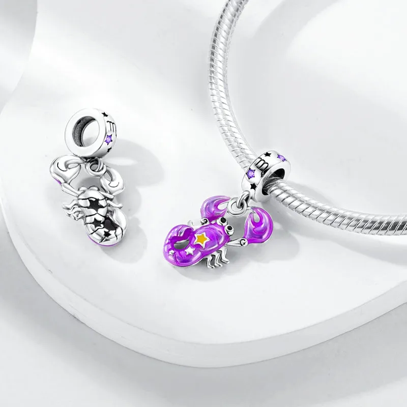 S925 Silver Zodiac Signs Luminous Charms Grow in the Dark For Bracelet and Necklace