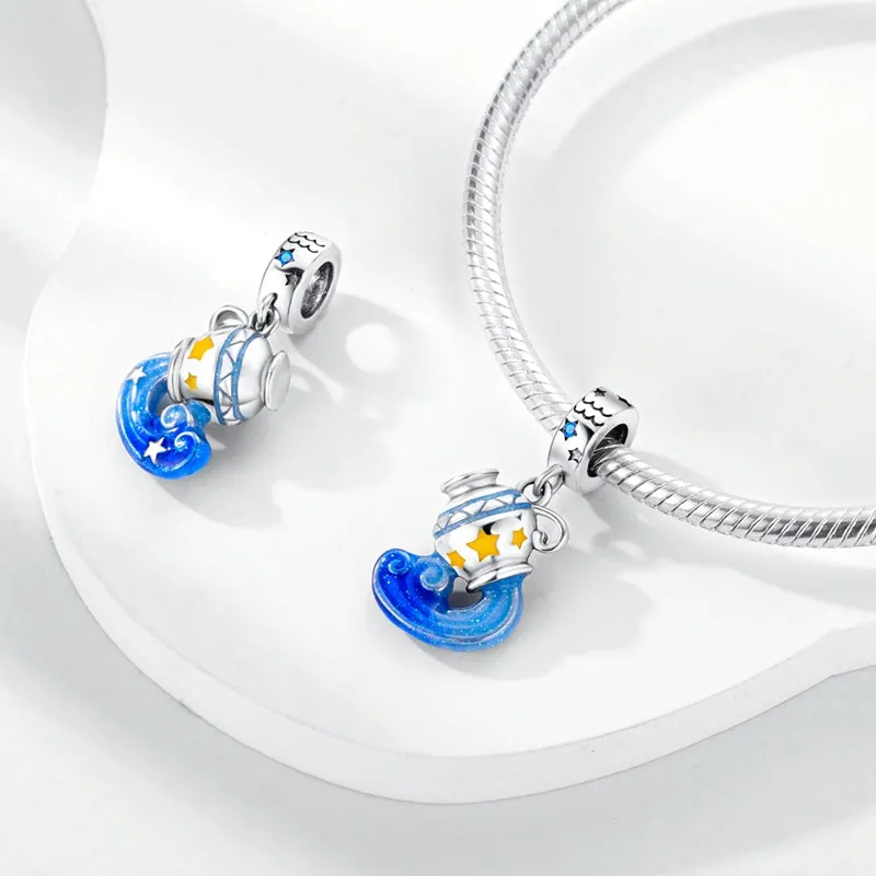 S925 Silver Zodiac Signs Luminous Charms Grow in the Dark For Bracelet and Necklace