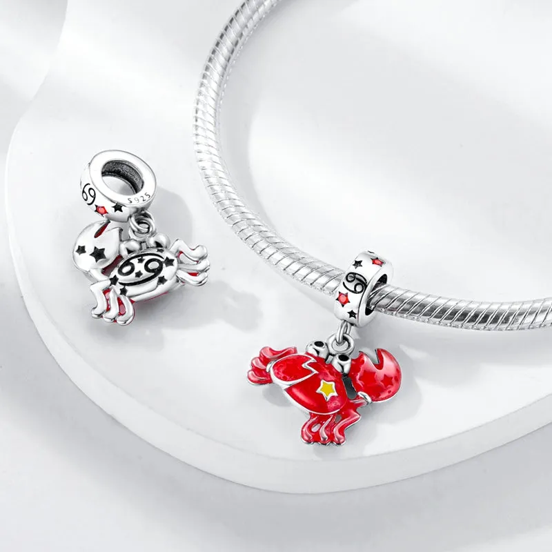 S925 Silver Zodiac Signs Luminous Charms Grow in the Dark For Bracelet and Necklace