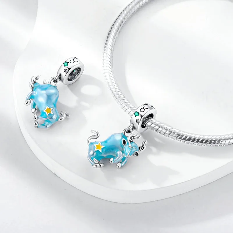 S925 Silver Zodiac Signs Luminous Charms Grow in the Dark For Bracelet and Necklace