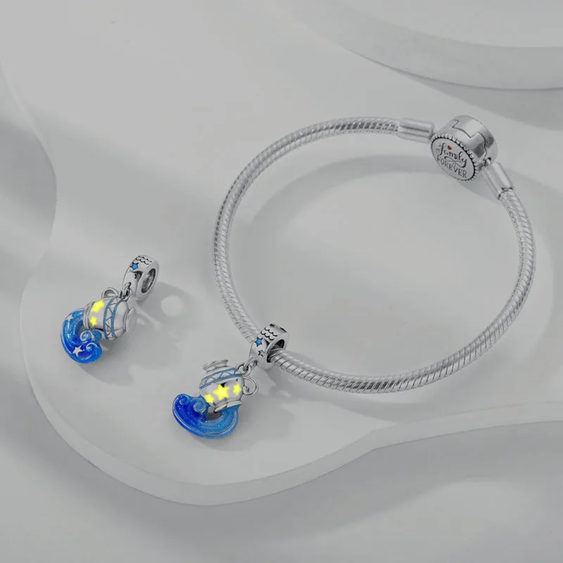 S925 Silver Zodiac Signs Luminous Charms Grow in the Dark For Bracelet and Necklace
