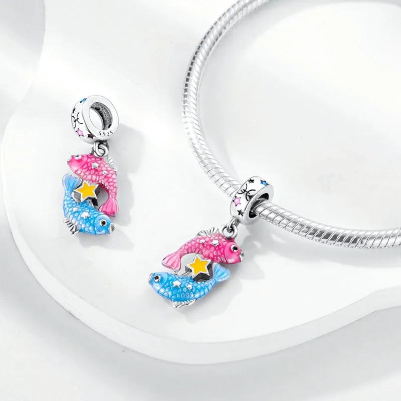 S925 Silver Zodiac Signs Luminous Charms Grow in the Dark For Bracelet and Necklace