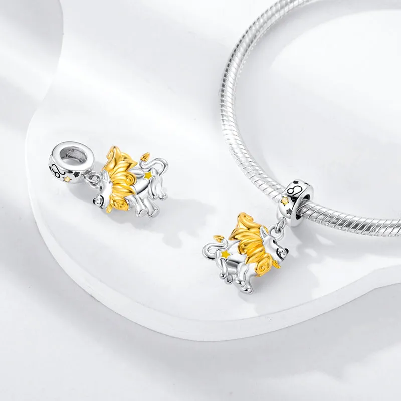 S925 Silver Zodiac Signs Luminous Charms Grow in the Dark For Bracelet and Necklace