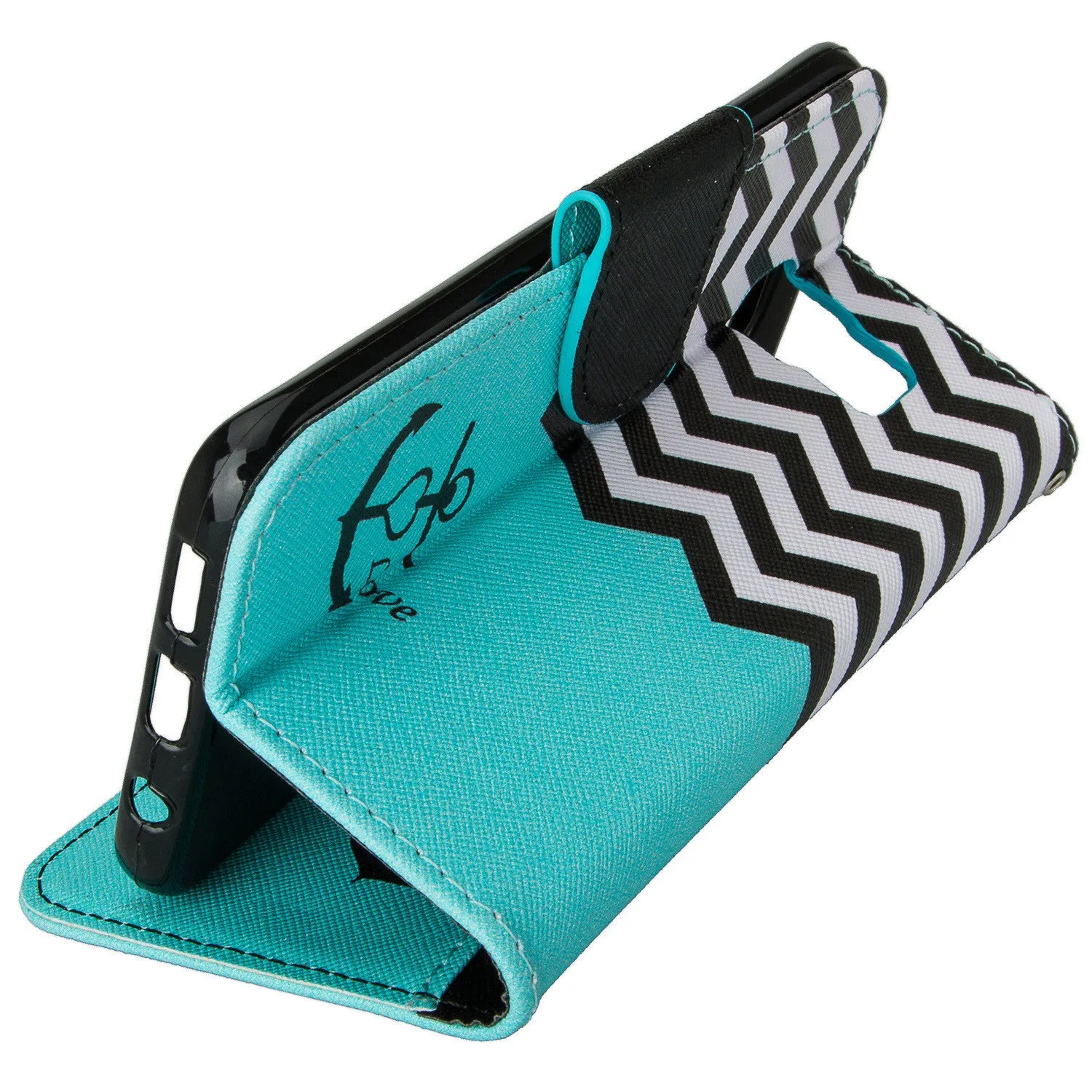 Samsung Galaxy S6 Wallet Case, Wrist Strap Magnetic Fold Folio[Kickstand] Pu Leather with ID & Card Slots for Galaxy S6 - Teal Anchor