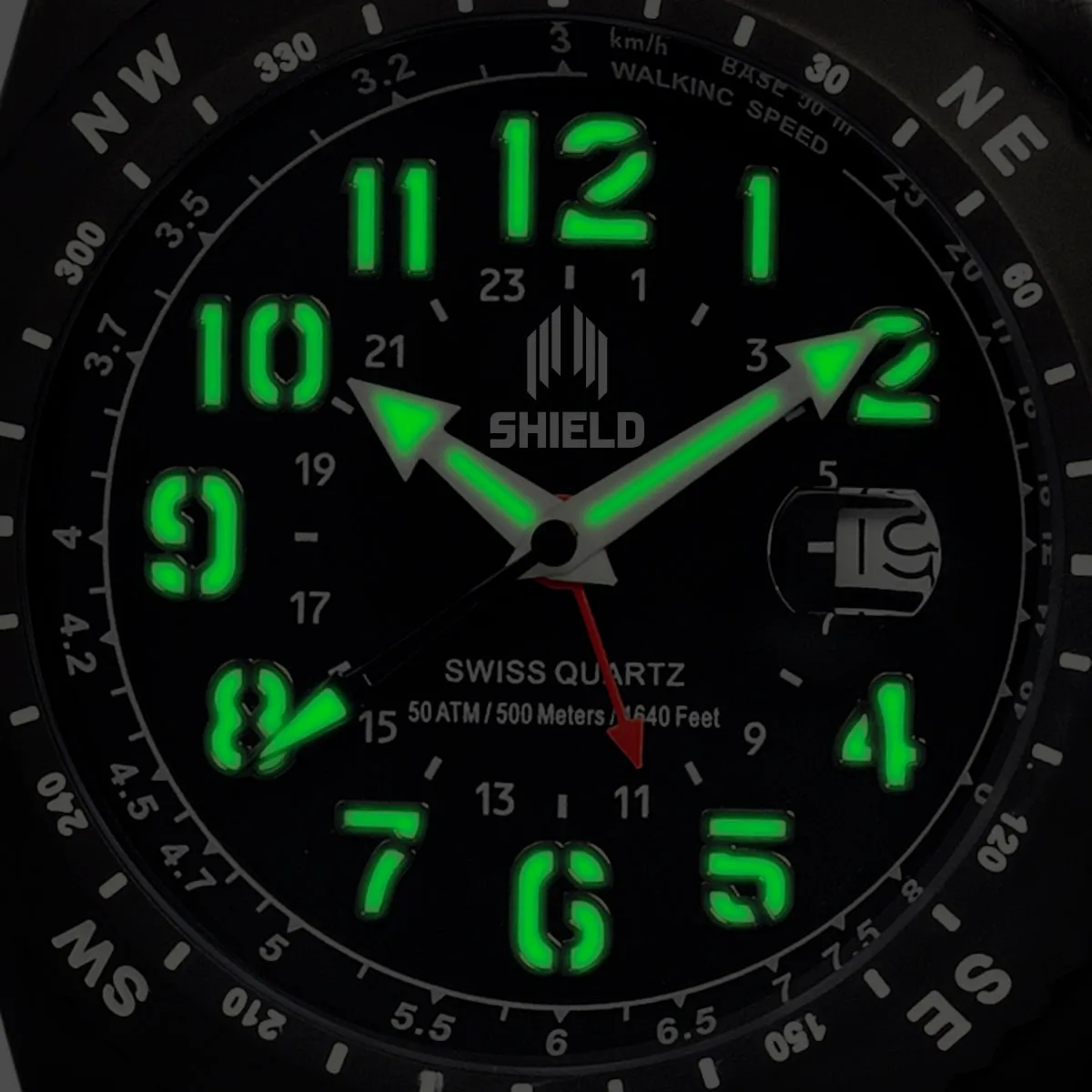 Shield Nuno Leather-Band Swiss Men's Diver Watch