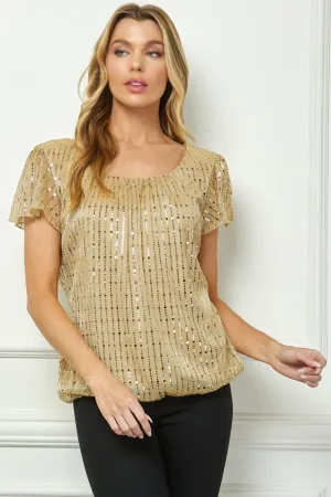 Short Flutter Sleeve Bubble Blouse