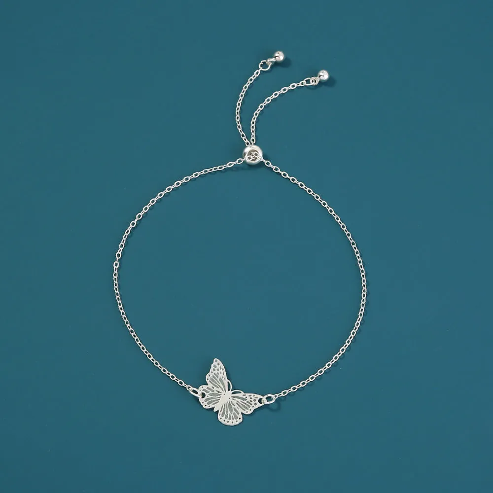 Silver Copper Plate luminous butterfly dripping oil luminous bracelet