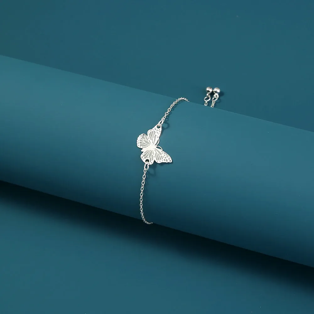 Silver Copper Plate luminous butterfly dripping oil luminous bracelet