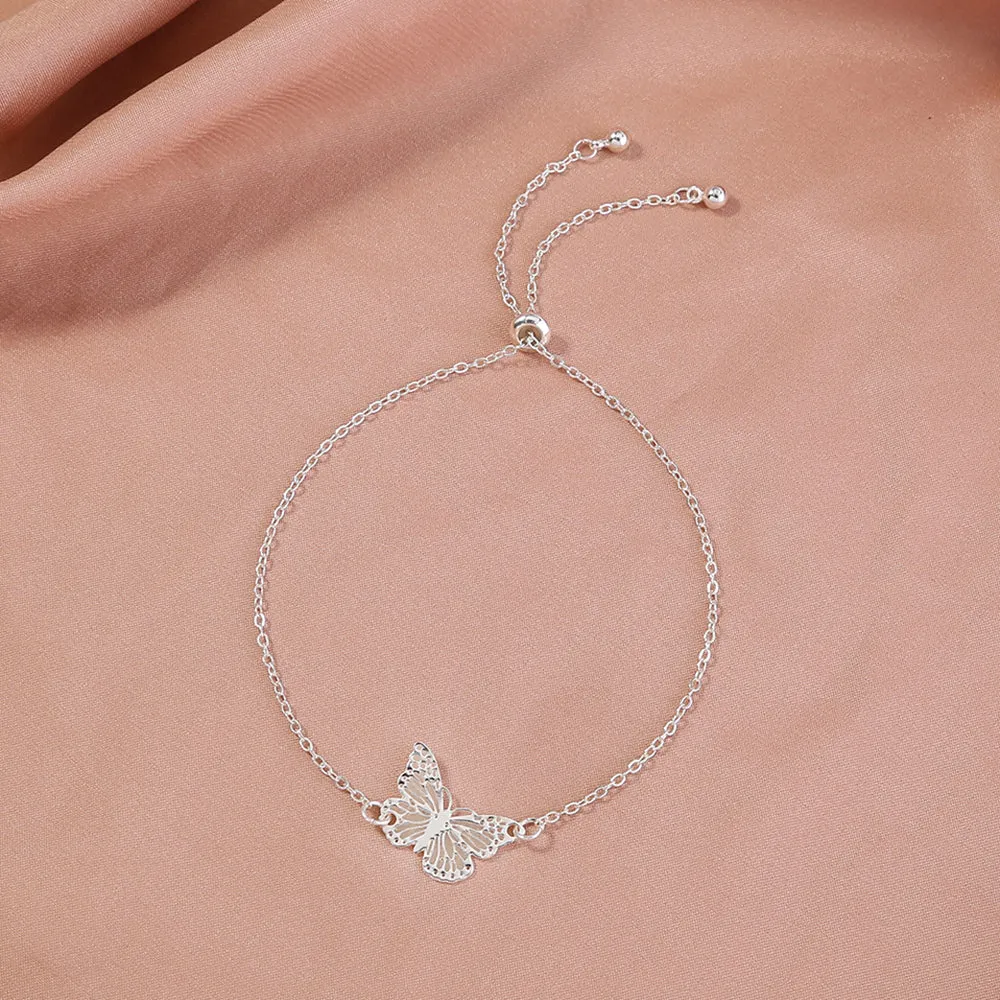 Silver Copper Plate luminous butterfly dripping oil luminous bracelet