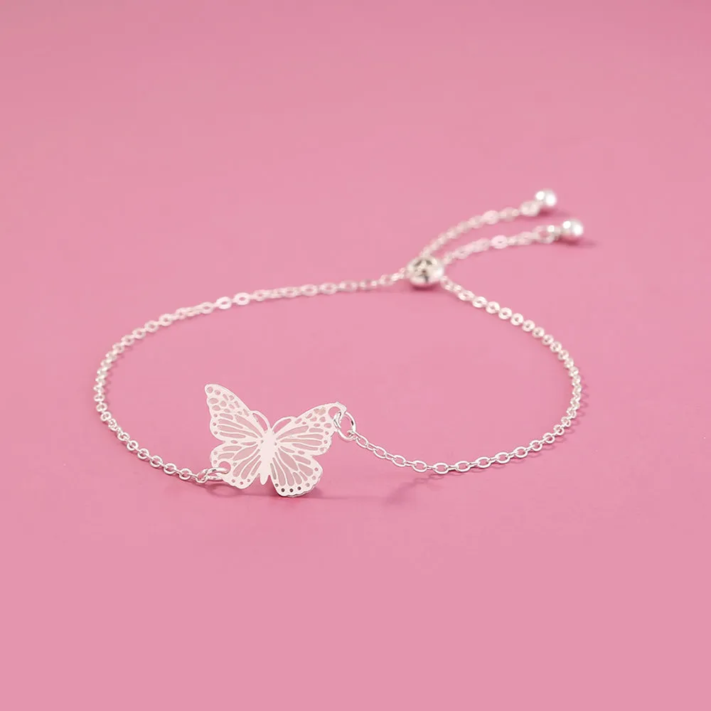 Silver Copper Plate luminous butterfly dripping oil luminous bracelet