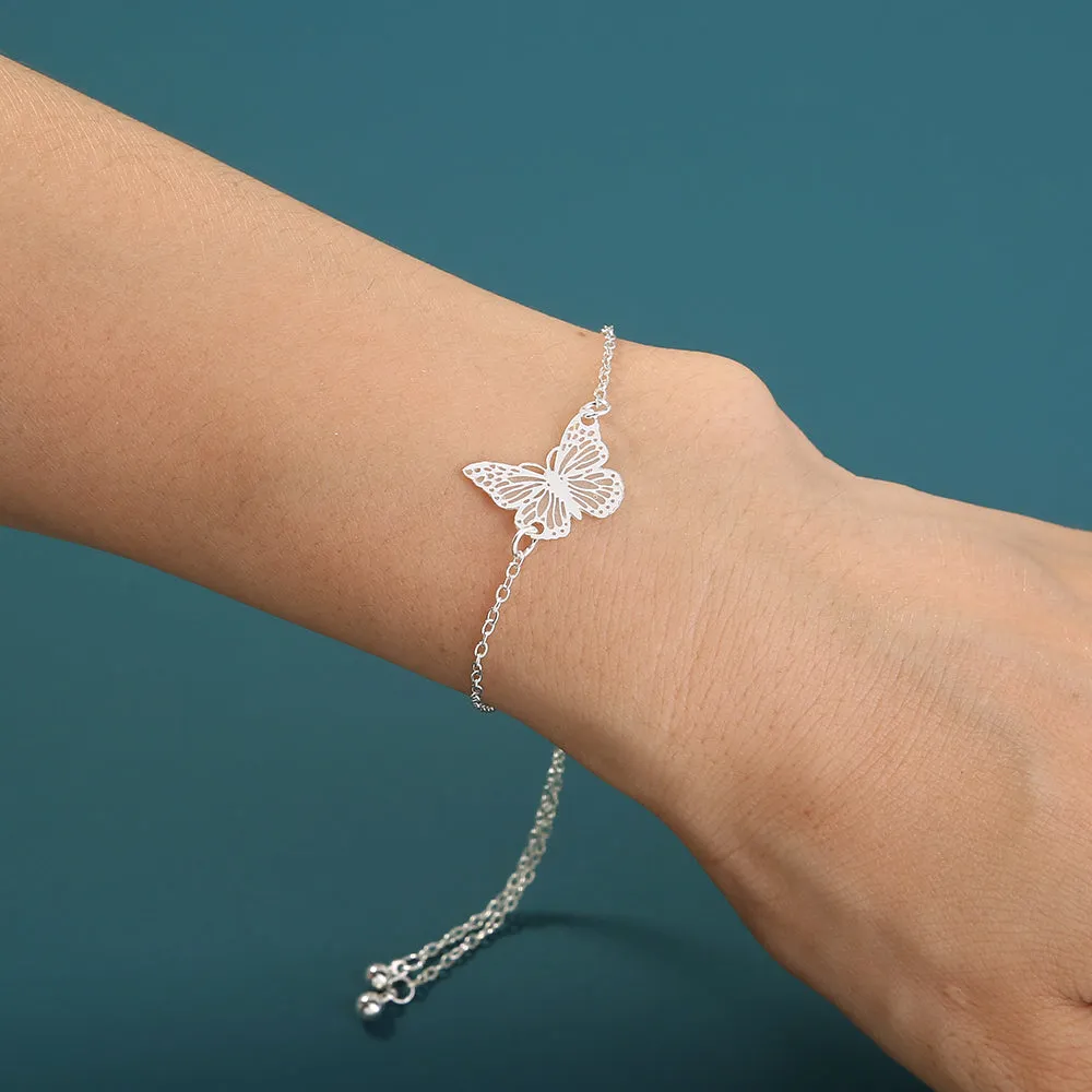 Silver Copper Plate luminous butterfly dripping oil luminous bracelet