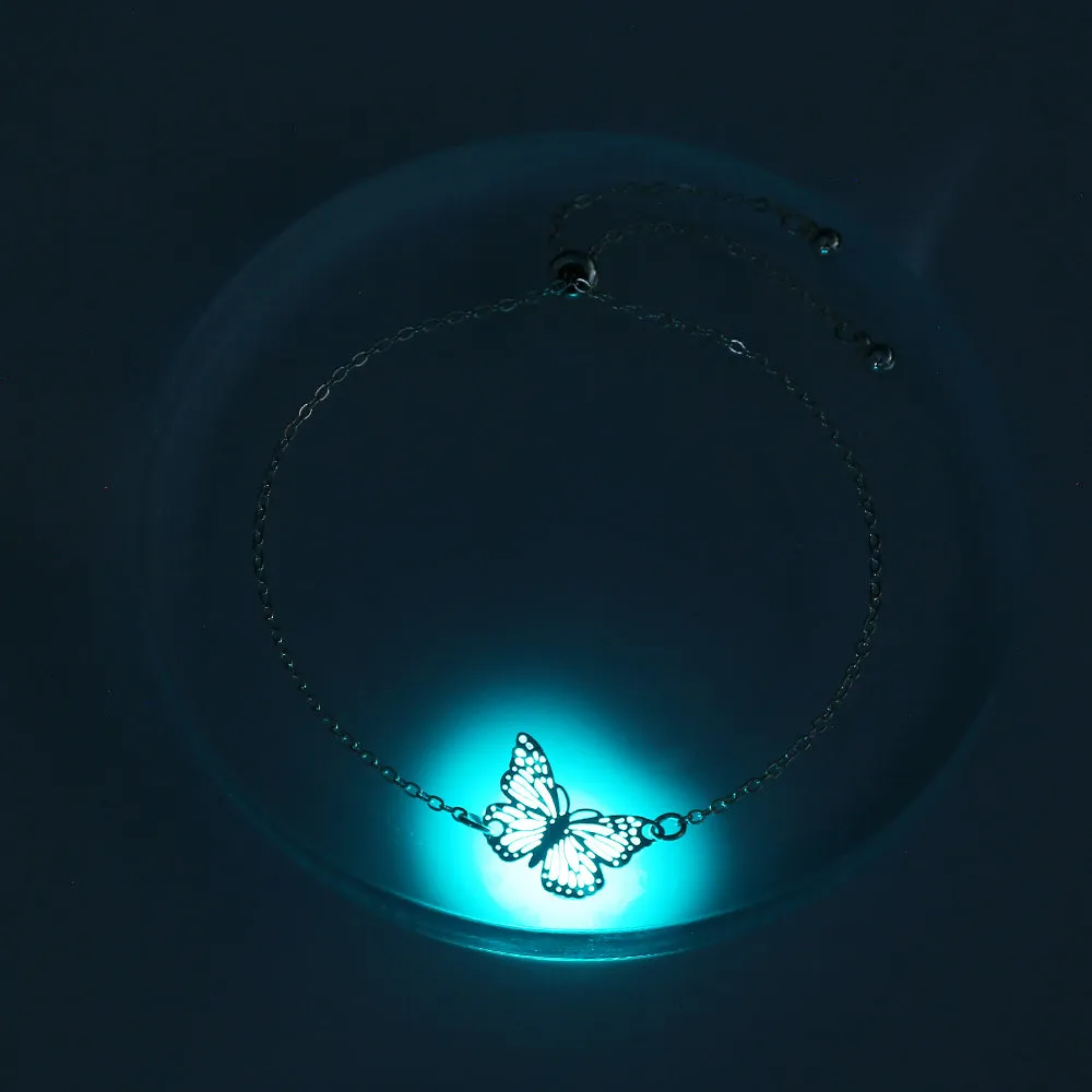 Silver Copper Plate luminous butterfly dripping oil luminous bracelet