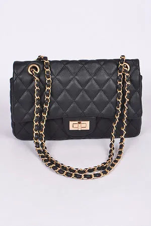 Simple Diamond Design Quilted Handbag