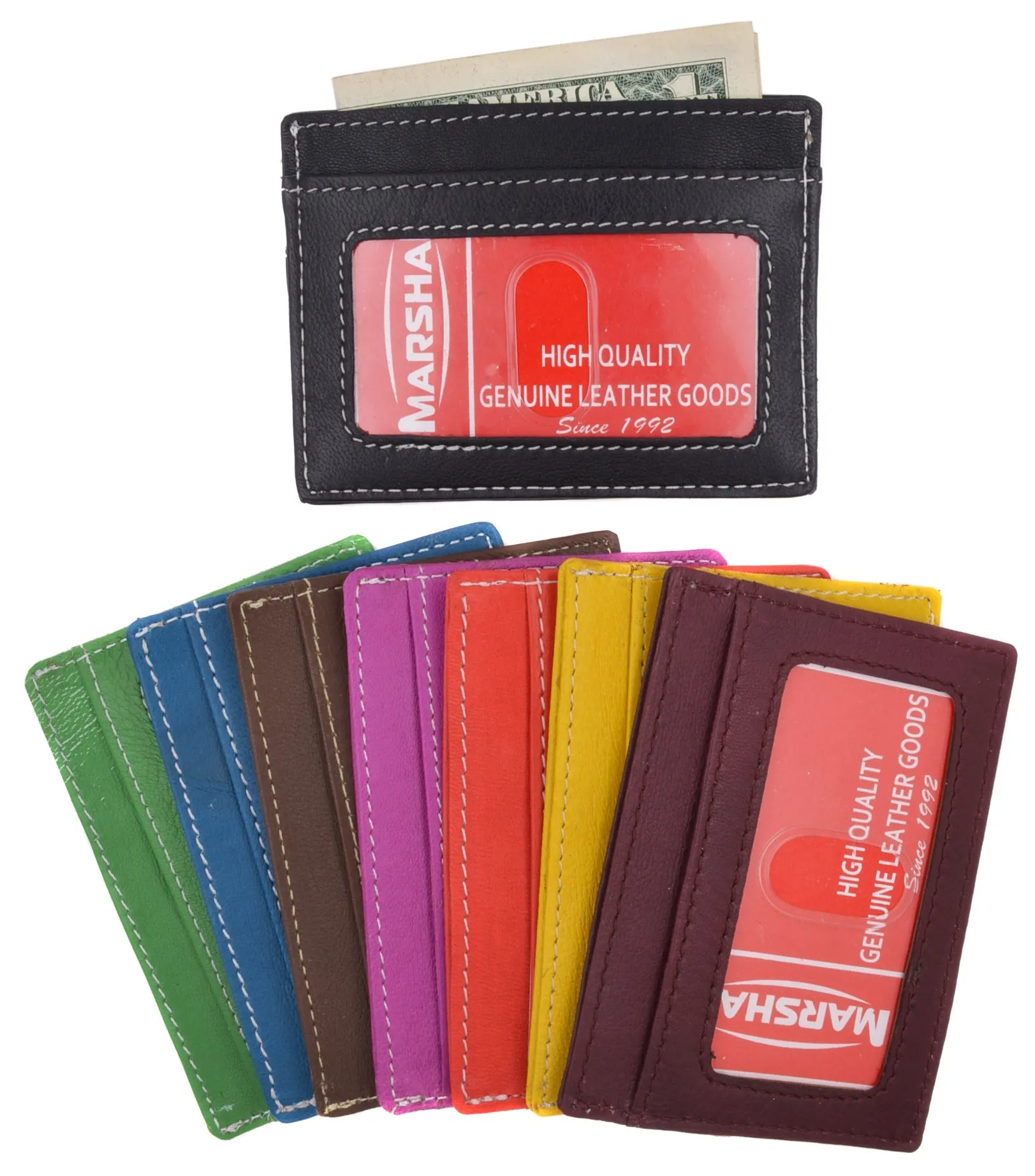 Slim and Sleek Genuine Leather Credit Card Holder with ID Window 270 CF