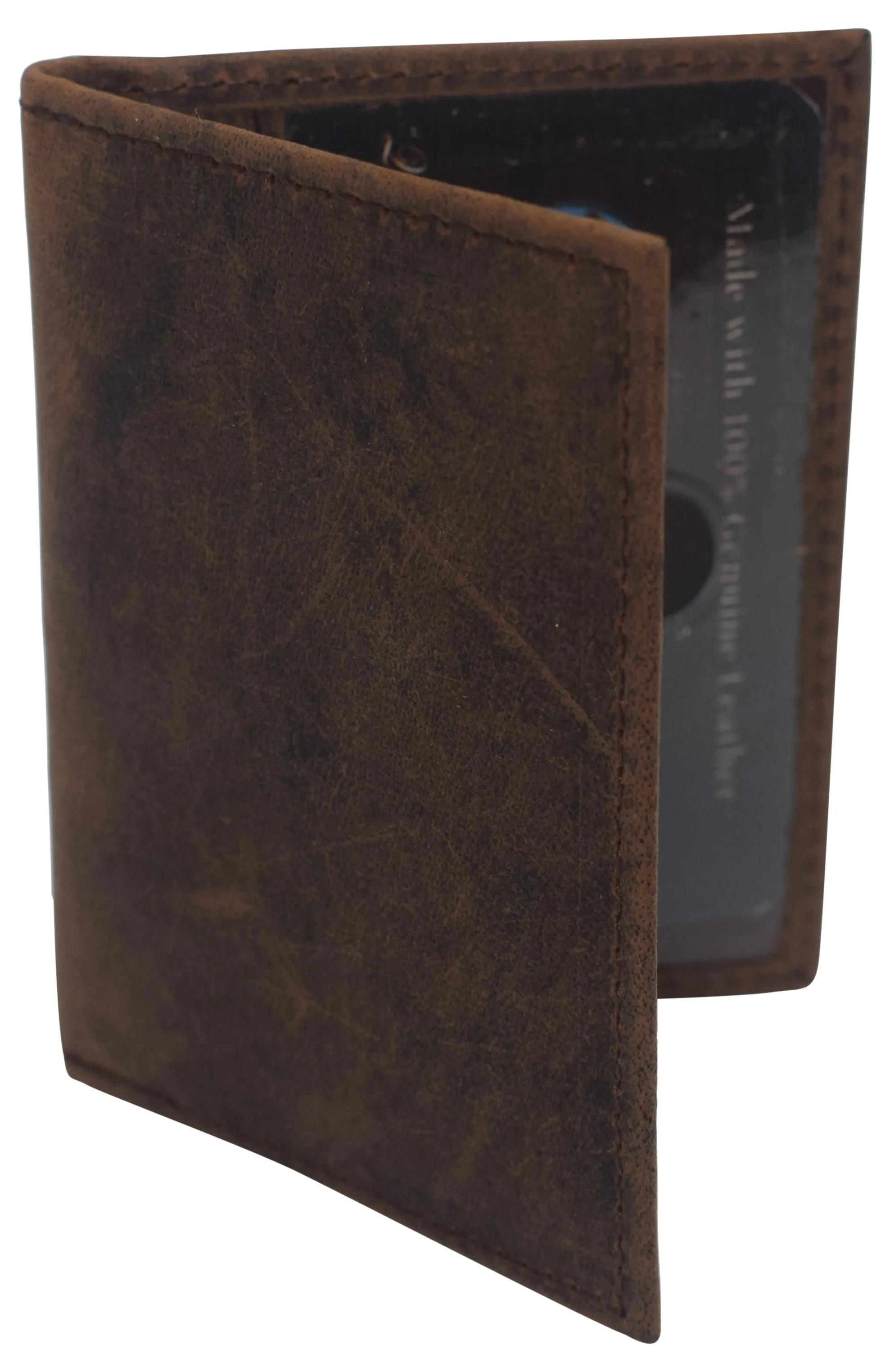 Slim Thin Genuine Leather 2 ID Window Mini Wallet Holder Bifold Driver's License Safe