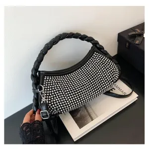 Small Hobo Bag Studded Decor Chain Strap