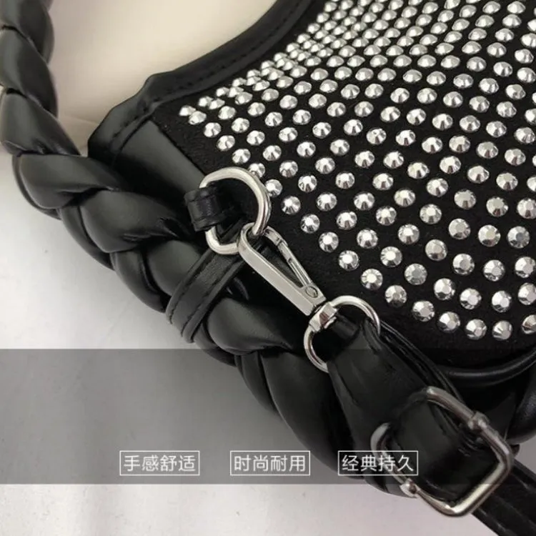 Small Hobo Bag Studded Decor Chain Strap