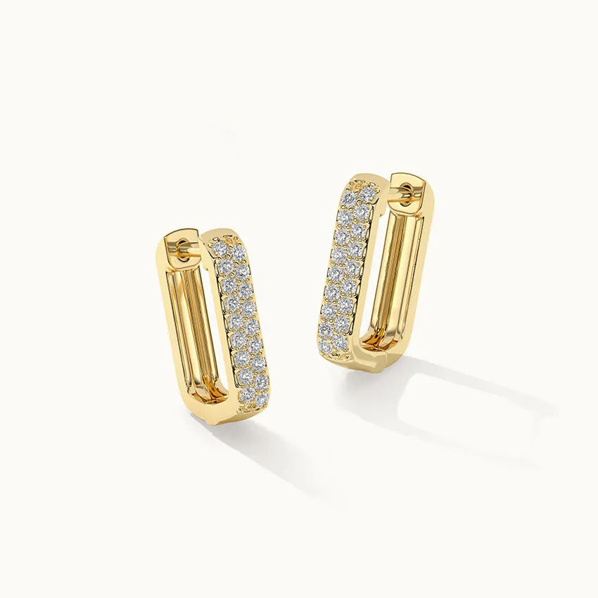 Small Rectangular Diamond Hoops