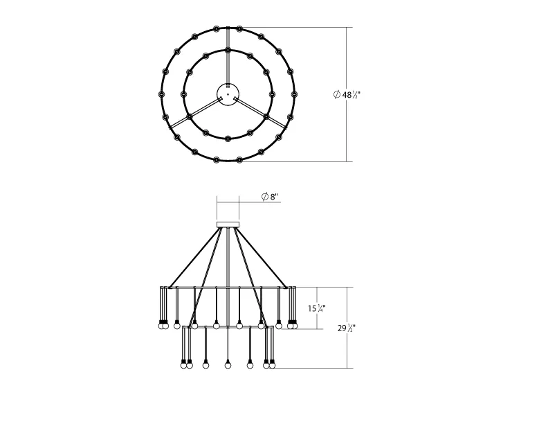 Sonneman 32"/48" Double Ring with Crystal Oval Luminaires