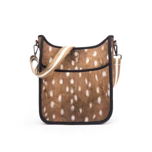 Spotted Fawn Neoprene Messenger Bag with Stripe Strap