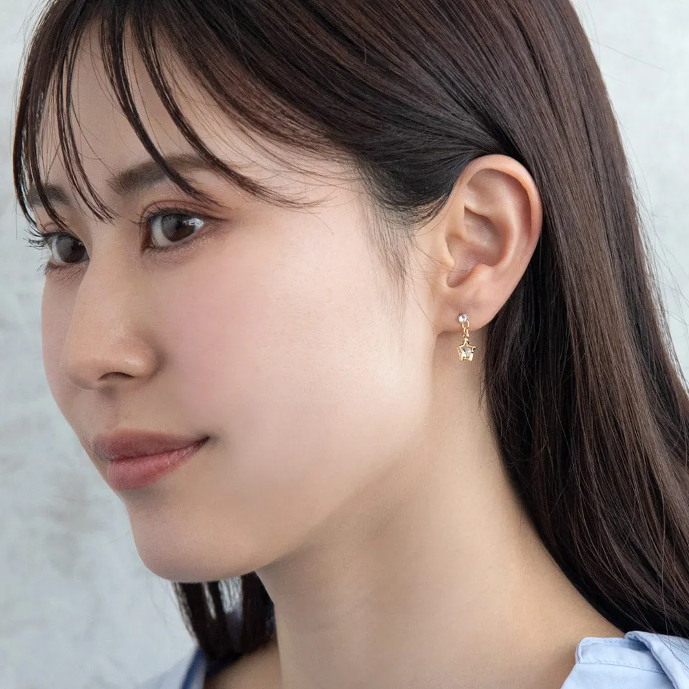 Star Cage Stone Drop Plastic Earrings